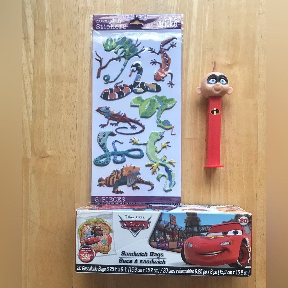 Stickers, Sandwich Bags, Pez bundle